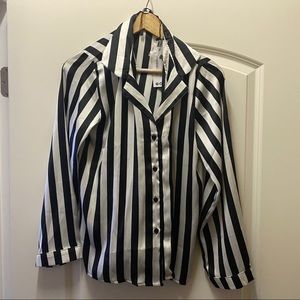 Two piece Striped Satin pajama set